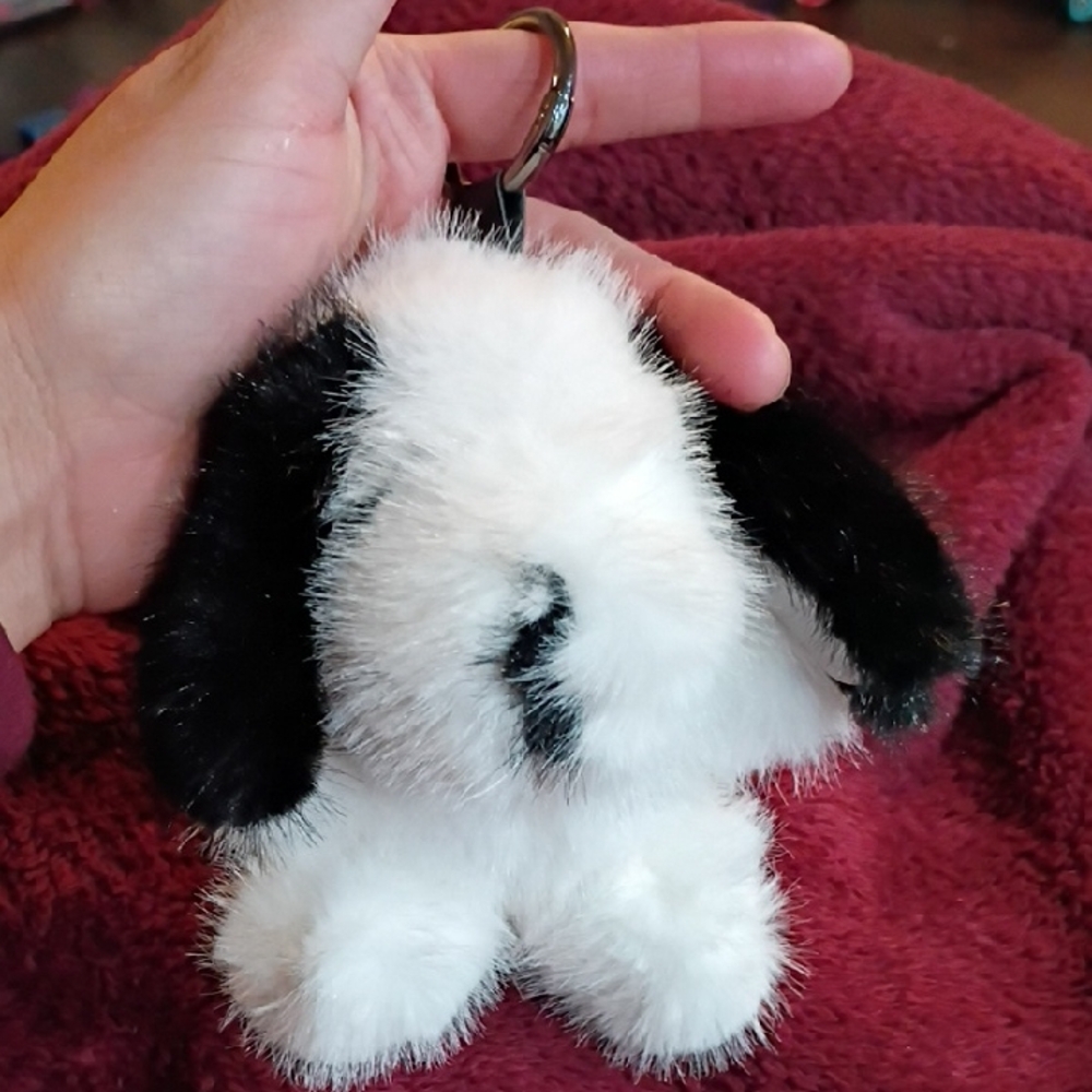 Plush Black and White Pet Keychain